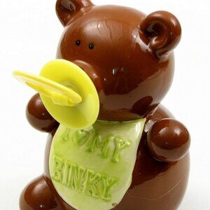 Ceramic Bear Binky Money Coin Bank 5 1/2" tall by 3 3/4" wide 049-11656